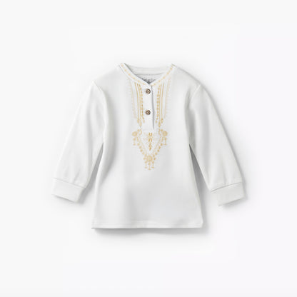 Giggles Cotton Henley Neck Long Sleeve Pyjama Set with Embroidery