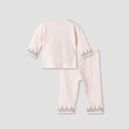 Giggles Cotton Henley Neck Long Sleeve Pyjama Set with Embroidery
