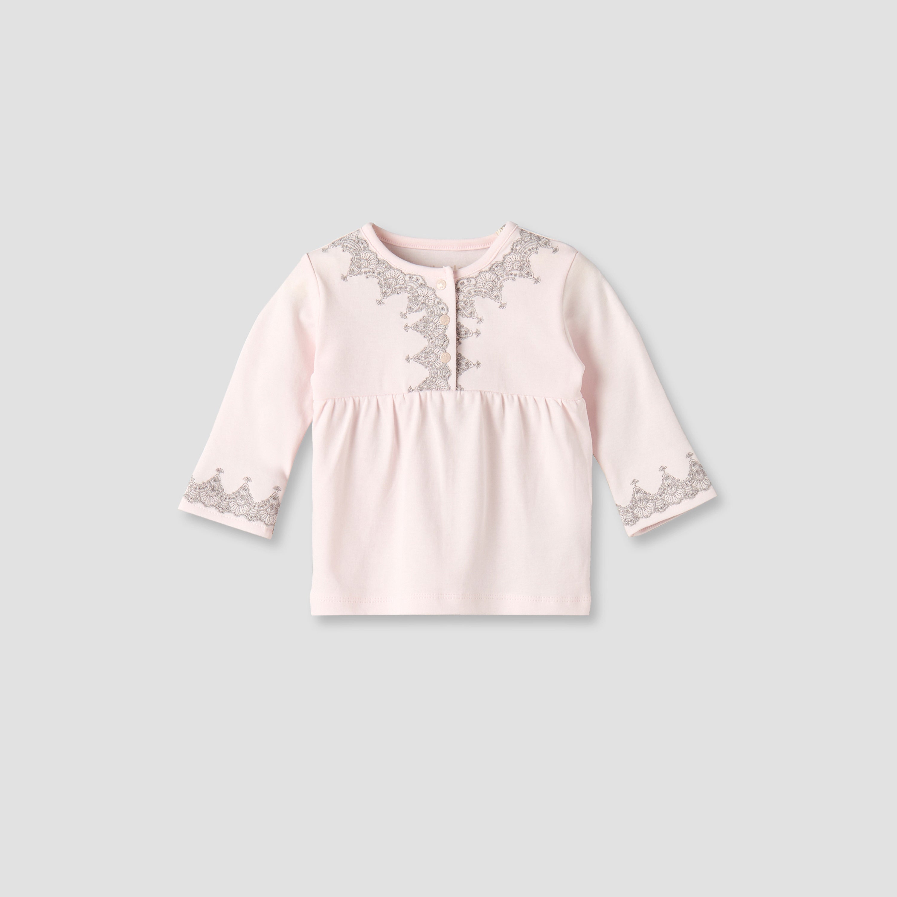 Giggles Cotton Henley Neck Long Sleeve Pyjama Set with Embroidery