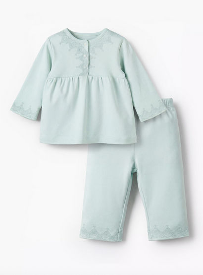 Giggles Cotton Henley Neck Long Sleeve Pyjama Set with Embroidery-baby-boys-clothing-nightwear-pyjamasets-image-2
