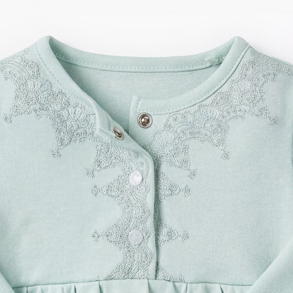 Giggles Cotton Henley Neck Long Sleeve Pyjama Set with Embroidery