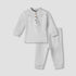 Giggles Cotton Mandarin Collar Long Sleeves Pyjama Set with Embroidery - Grey / 12-18 mths