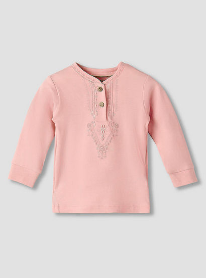 Giggles Cotton Mandarin Collar Long Sleeves Pyjama Set with Embroidery-baby-girls-clothing-nightwear-pyjamasets-image-4