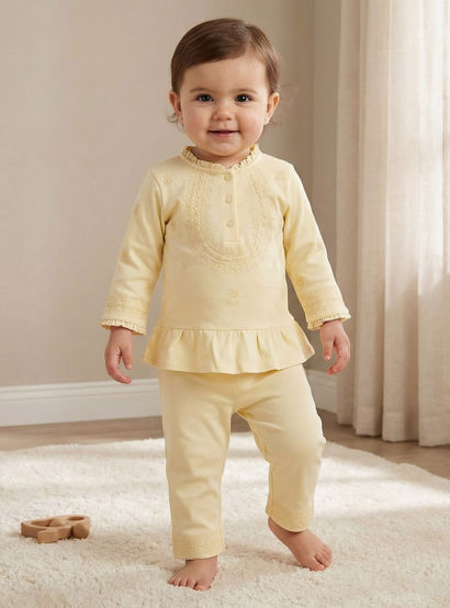 Giggles Cotton Pie Crust Neck Long Sleeves Pyjama Set with Embroidery-baby-girls-clothing-nightwear-pyjamasets-image-1