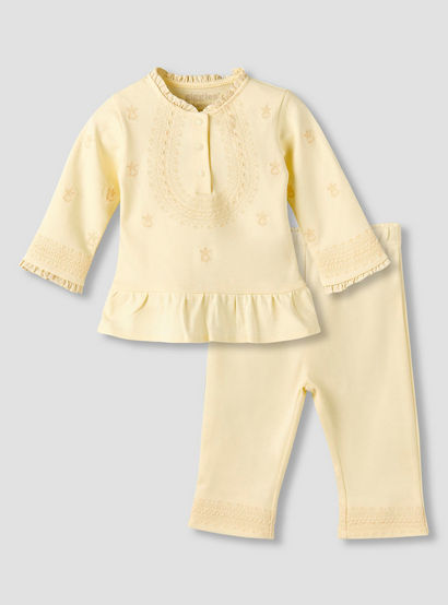 Giggles Cotton Pie Crust Neck Long Sleeves Pyjama Set with Embroidery-baby-girls-clothing-nightwear-pyjamasets-image-2