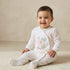 Juniors Cotton V-neck Long Sleeve Sleepsuit with Snap Button Closure - White / 9-12 mths