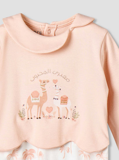 Juniors Cotton Collared Neck Long Sleeve Sleepsuit with Snap Button Closure-baby-girls-clothing-nightwear-sleepsuits-image-4