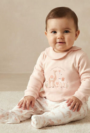 Juniors Cotton Collared Neck Long Sleeve Sleepsuit with Snap Button Closure