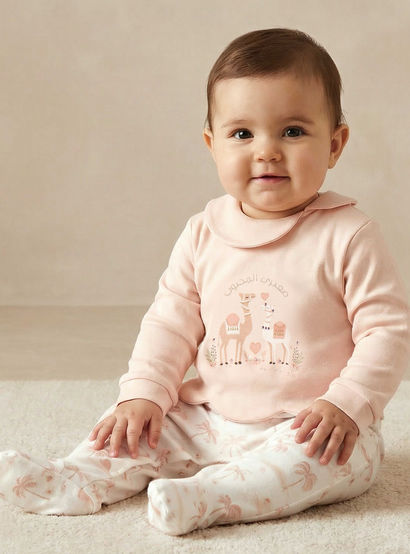 Juniors Cotton Collared Neck Long Sleeve Sleepsuit with Snap Button Closure-baby-girls-clothing-nightwear-sleepsuits-image-1