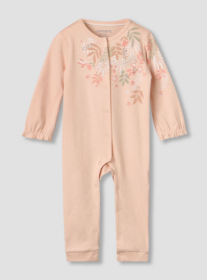 Juniors Cotton Crew Neck Long Sleeve Sleepsuit with Snap Button Closure-baby-girls-clothing-nightwear-sleepsuits-image-2