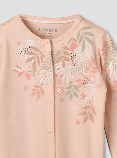 Juniors Cotton Crew Neck Long Sleeve Sleepsuit with Snap Button Closure-baby-girls-clothing-nightwear-sleepsuits-image-4