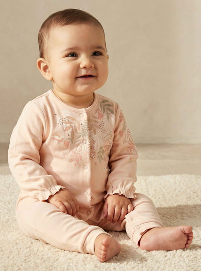 Juniors Cotton Crew Neck Long Sleeve Sleepsuit with Snap Button Closure-baby-girls-clothing-nightwear-sleepsuits-image-1