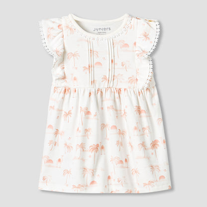 Juniors Round Neck Sleeveless Dress with Snap Button Closure