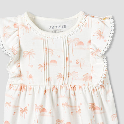 Juniors Round Neck Sleeveless Dress with Snap Button Closure