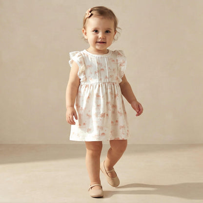 Juniors Round Neck Sleeveless Dress with Snap Button Closure - White / 12-18 mths