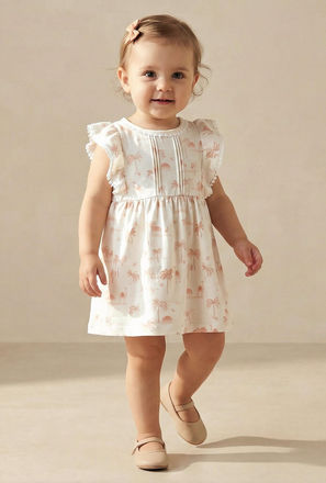 Juniors Round Neck Sleeveless Dress with Snap Button Closure