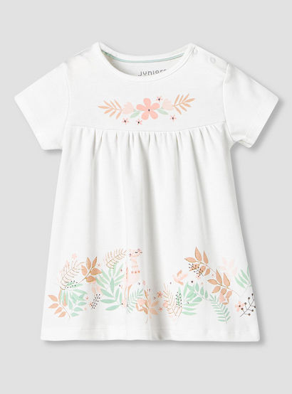 Juniors Round Neck Short Sleeve Dress with Snap Button Closure-baby-girls-clothing-dressesandjumpsuits-image-2