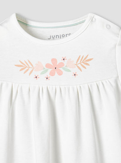 Juniors Round Neck Short Sleeve Dress with Snap Button Closure-baby-girls-clothing-dressesandjumpsuits-image-4