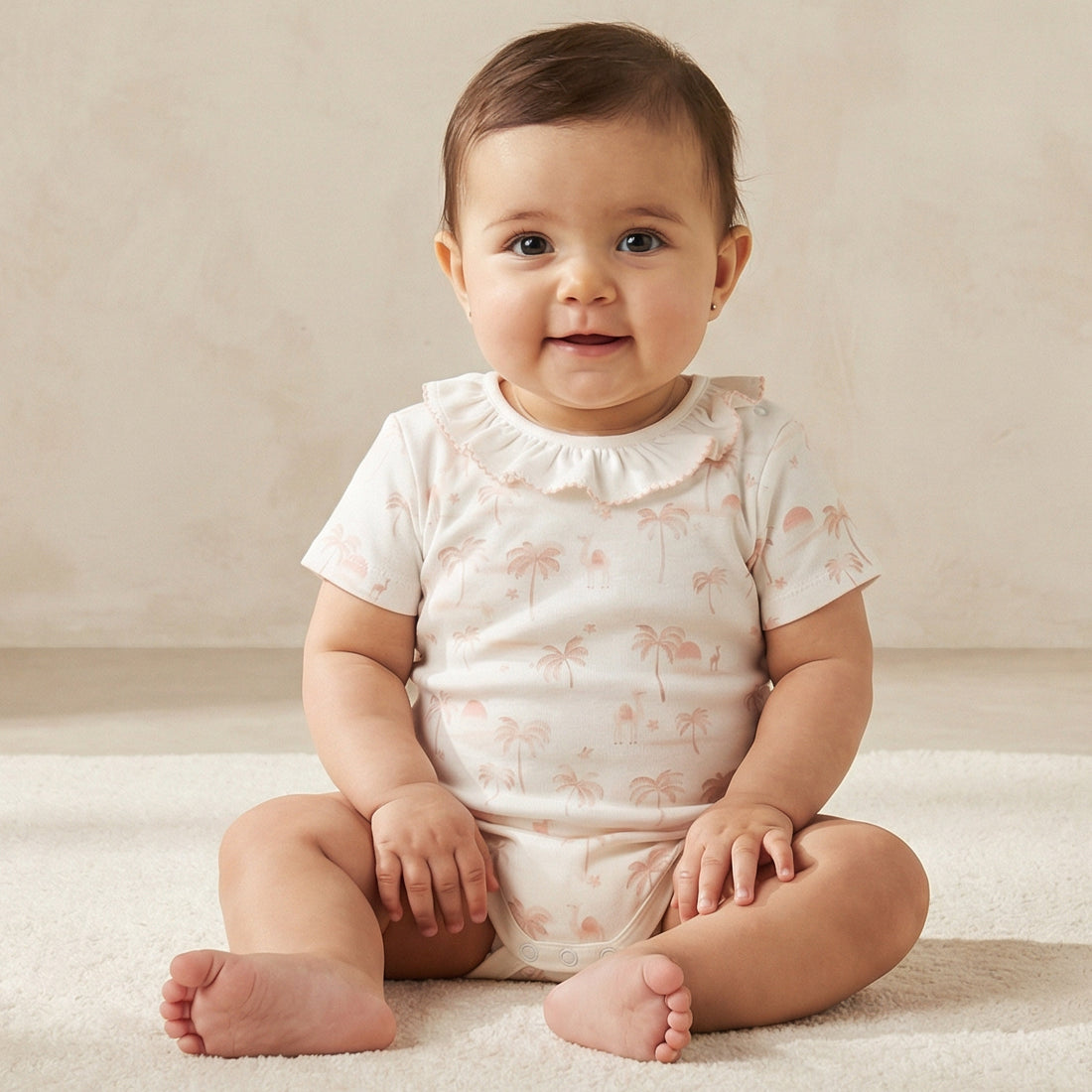 Juniors Cotton Round Neck Short Sleeve Bodysuit with Snap Button Closure - White / 12-18 mths