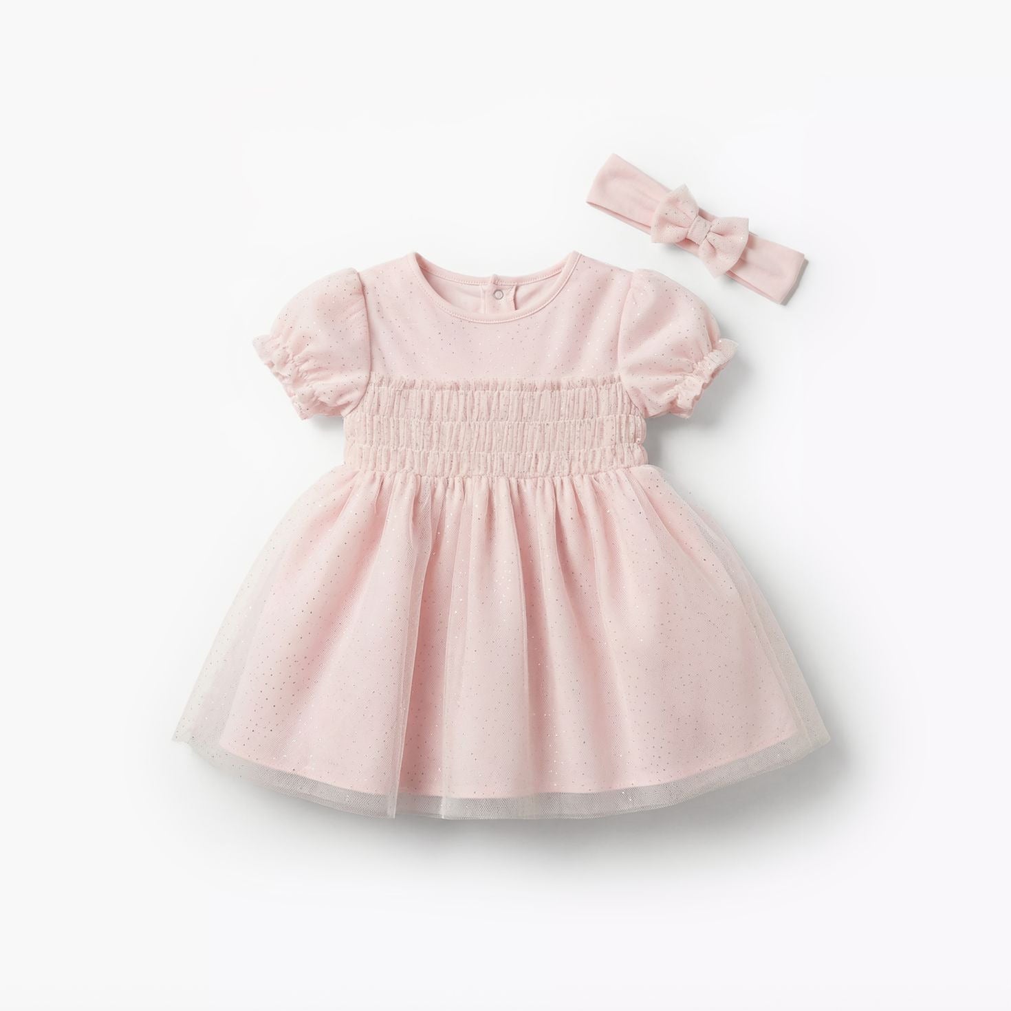 Giggles Round Neck Short Sleeve Dress with Hairband