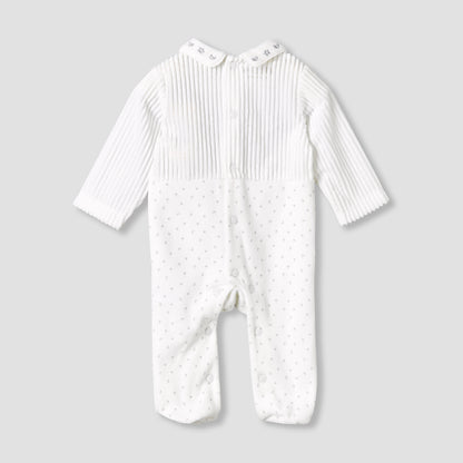 Giggles Peter Pan Collar Long Sleeves Sleepsuit with Star and Moon Embroidery