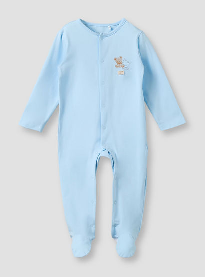 Juniors Cotton Round Neck Long Sleeves Sleepsuit with Snap Button Closure-baby-boys-clothing-nightwear-sleepsuits-image-2