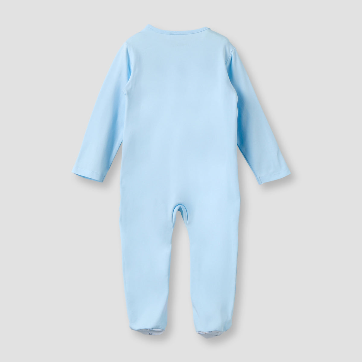 Juniors Cotton Round Neck Long Sleeves Sleepsuit with Snap Button Closure