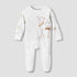 Juniors Cotton Round Neck Long Sleeves Sleepsuit with Camel Print - White / 9-12 mths