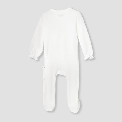 Giggles Lace Accent Closed Feet Sleepsuit with Long Sleeves