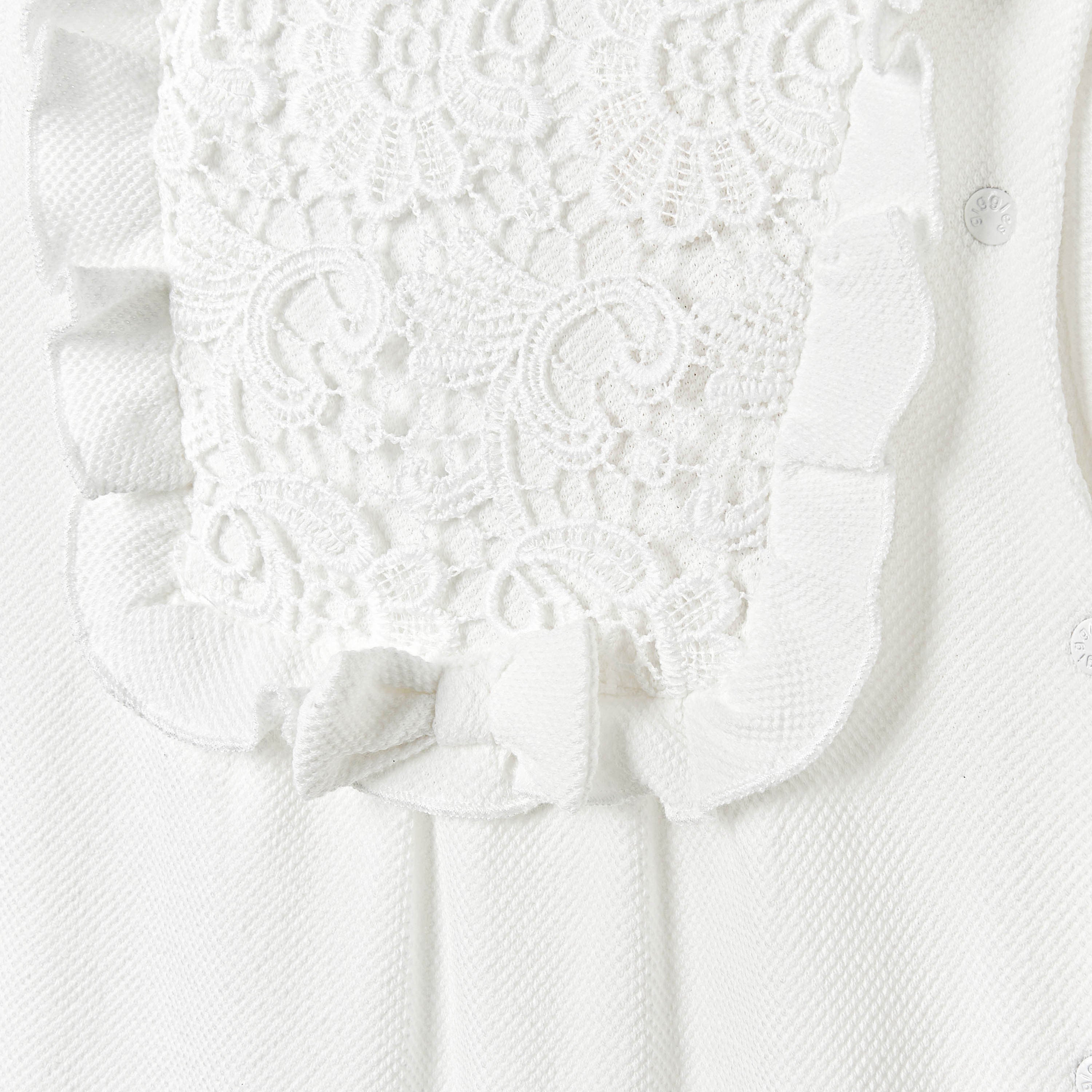 Giggles Lace Accent Closed Feet Sleepsuit with Long Sleeves