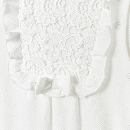 Giggles Lace Accent Closed Feet Sleepsuit with Long Sleeves