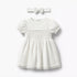 Giggles Round Neck Short Sleeves A-line Dress with Headband - White / 12-18 mths