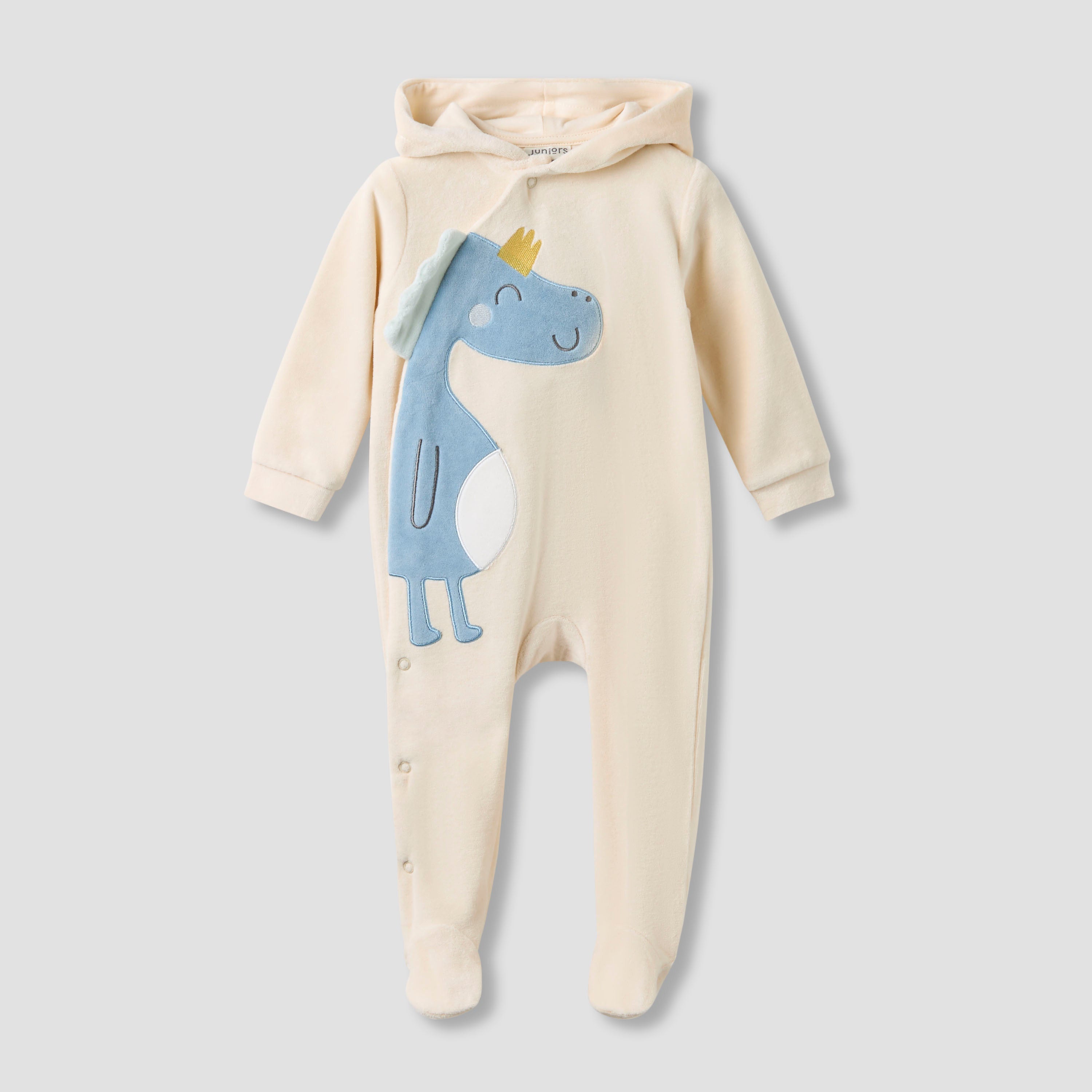 Giggles Round Neck Short Sleeves A-line Dress with Headband - Cream / 12-18 mths