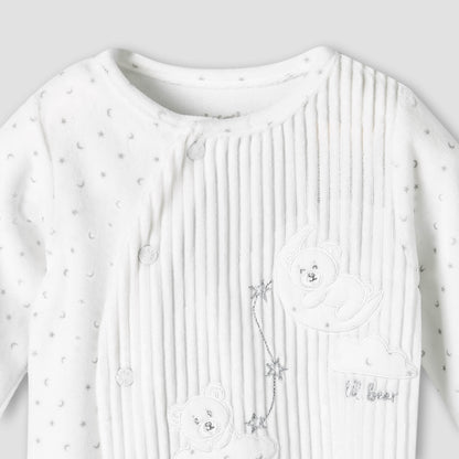 Giggles Long Sleeves Sleepsuit with Bear Applique