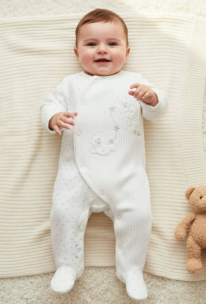 Giggles Long Sleeves Sleepsuit with Bear Applique-undefined-image-1