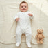 Giggles Long Sleeves Sleepsuit with Bear Applique - White / 9-12 mths