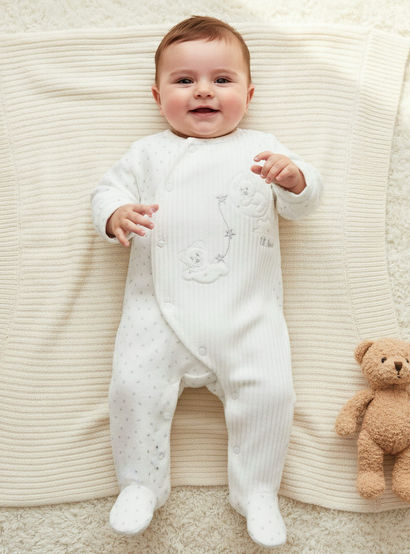 Giggles Long Sleeves Sleepsuit with Bear Applique-baby-boys-clothing-nightwear-sleepsuits-image-1