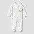 Juniors Cotton Mandarin Collar Long Sleeves Sleepsuit with Camel Print - White / 9-12 mths