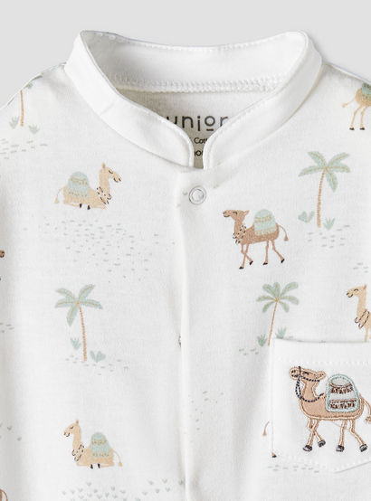 Juniors Cotton Mandarin Collar Long Sleeves Sleepsuit with Camel Print-baby-boys-clothing-nightwear-sleepsuits-image-4