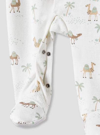 Juniors Cotton Mandarin Collar Long Sleeves Sleepsuit with Camel Print-baby-boys-clothing-nightwear-sleepsuits-image-5