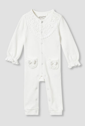 Giggles Lace Panel Sleepsuit with Long Sleeves