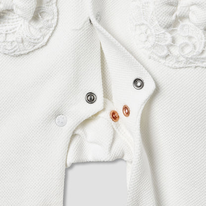 Giggles Lace Panel Sleepsuit with Long Sleeves