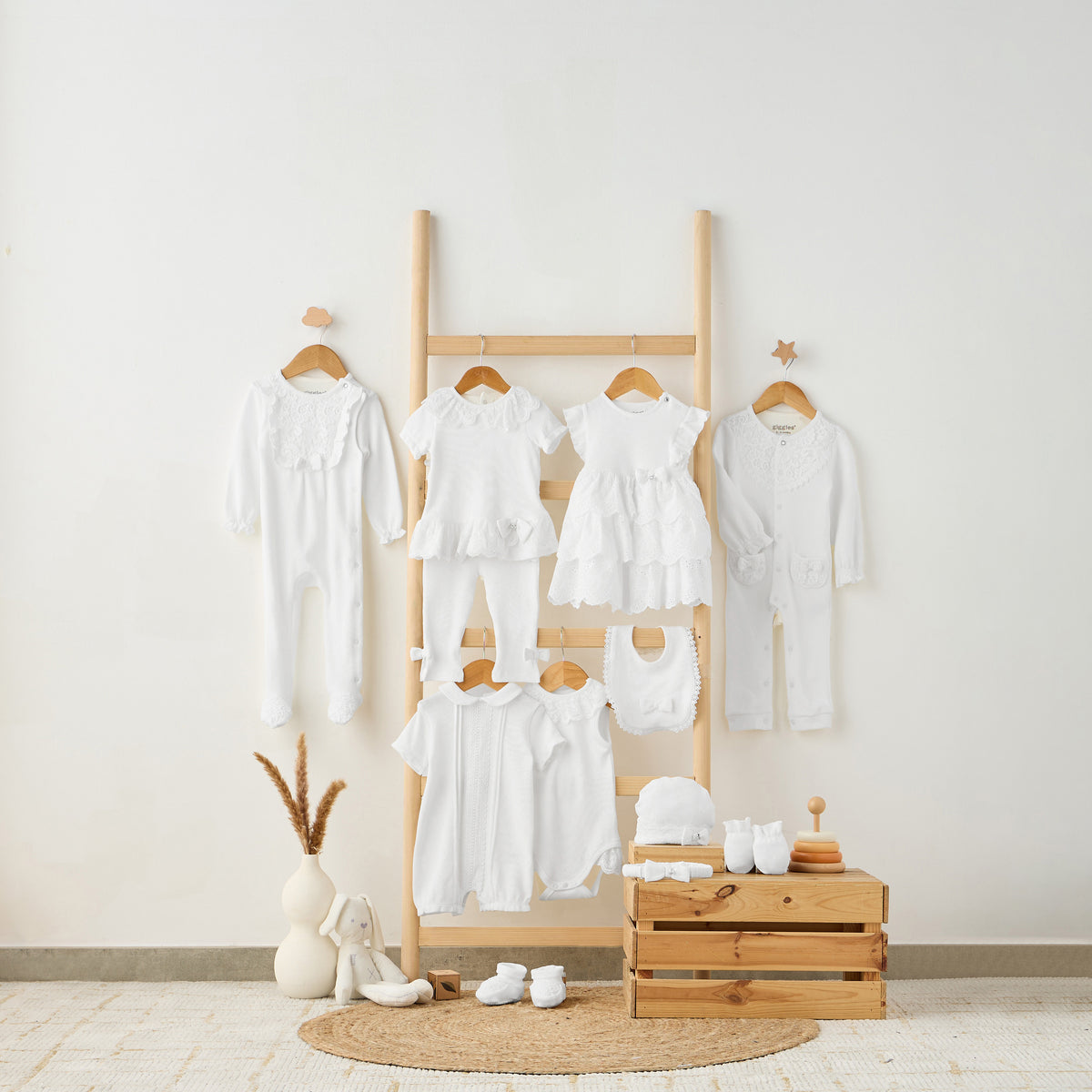 Giggles Lace Panel Sleepsuit with Long Sleeves