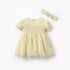 Giggles Round Neck Short Sleeve Dress with Hairband - Yellow / 12-18 mths