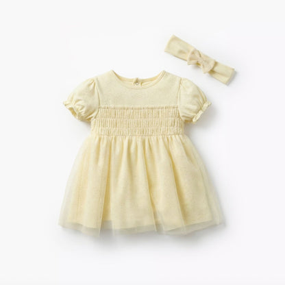Giggles Round Neck Short Sleeve Dress with Hairband