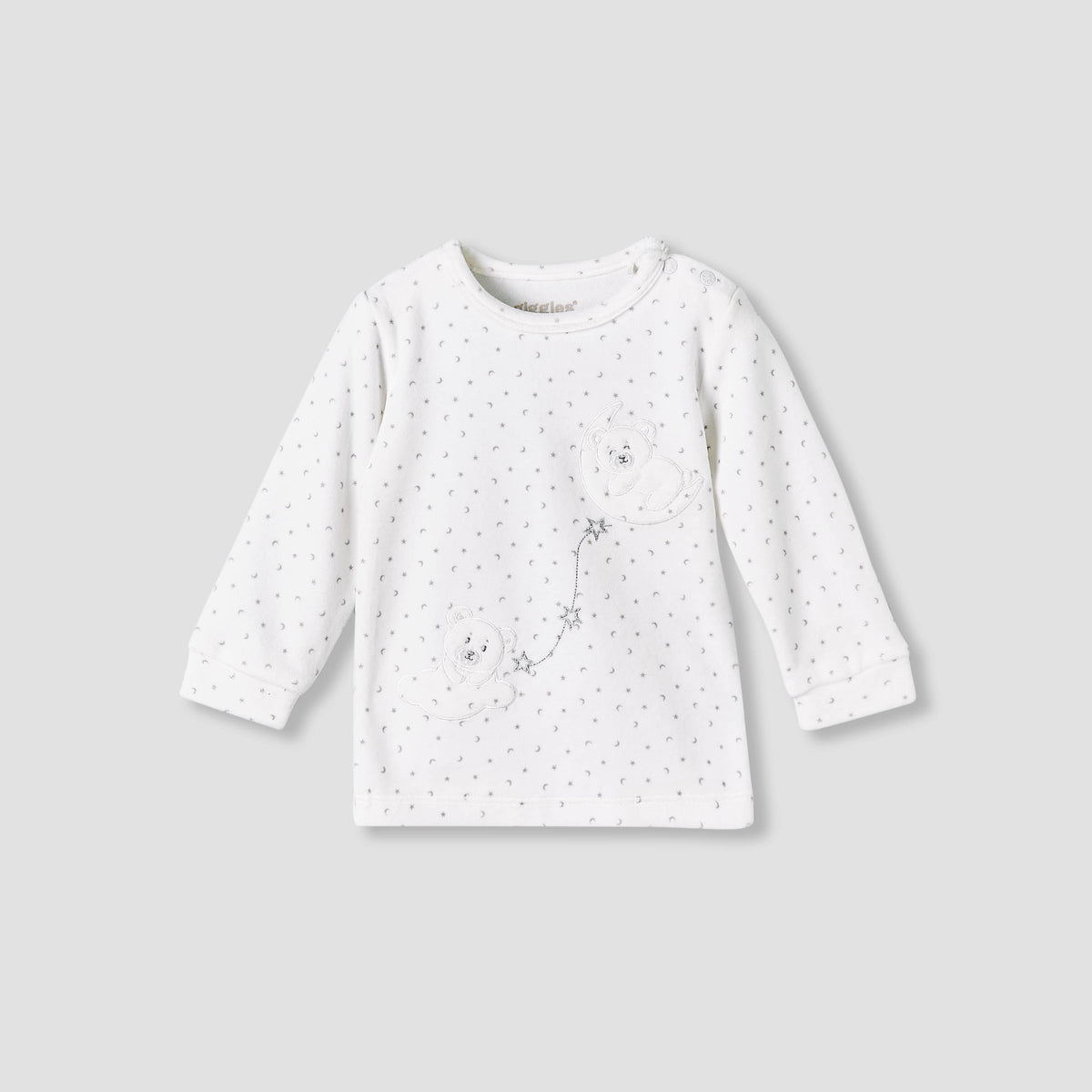 Giggles Long Sleeves Pyjama Set with Bear Applique