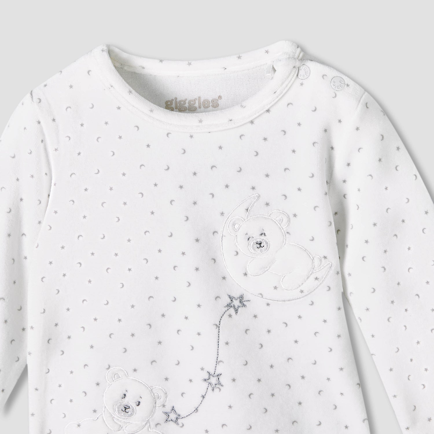 Giggles Long Sleeves Pyjama Set with Bear Applique