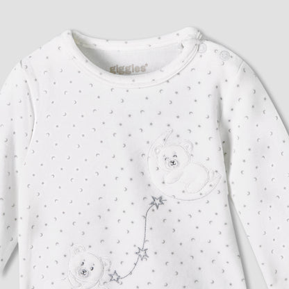Giggles Long Sleeves Pyjama Set with Bear Applique