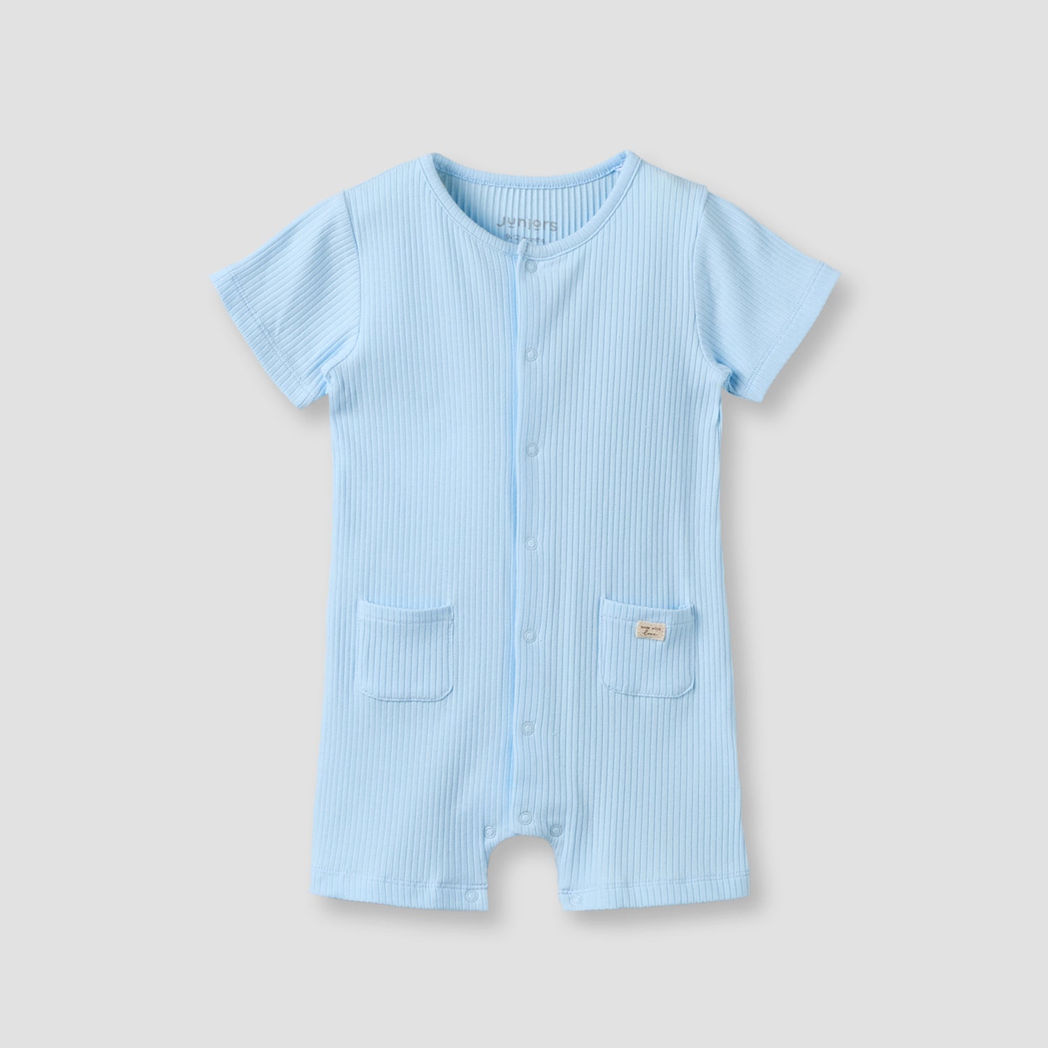 Juniors Round Neck Short Sleeves Romper with Snap Button Closure
