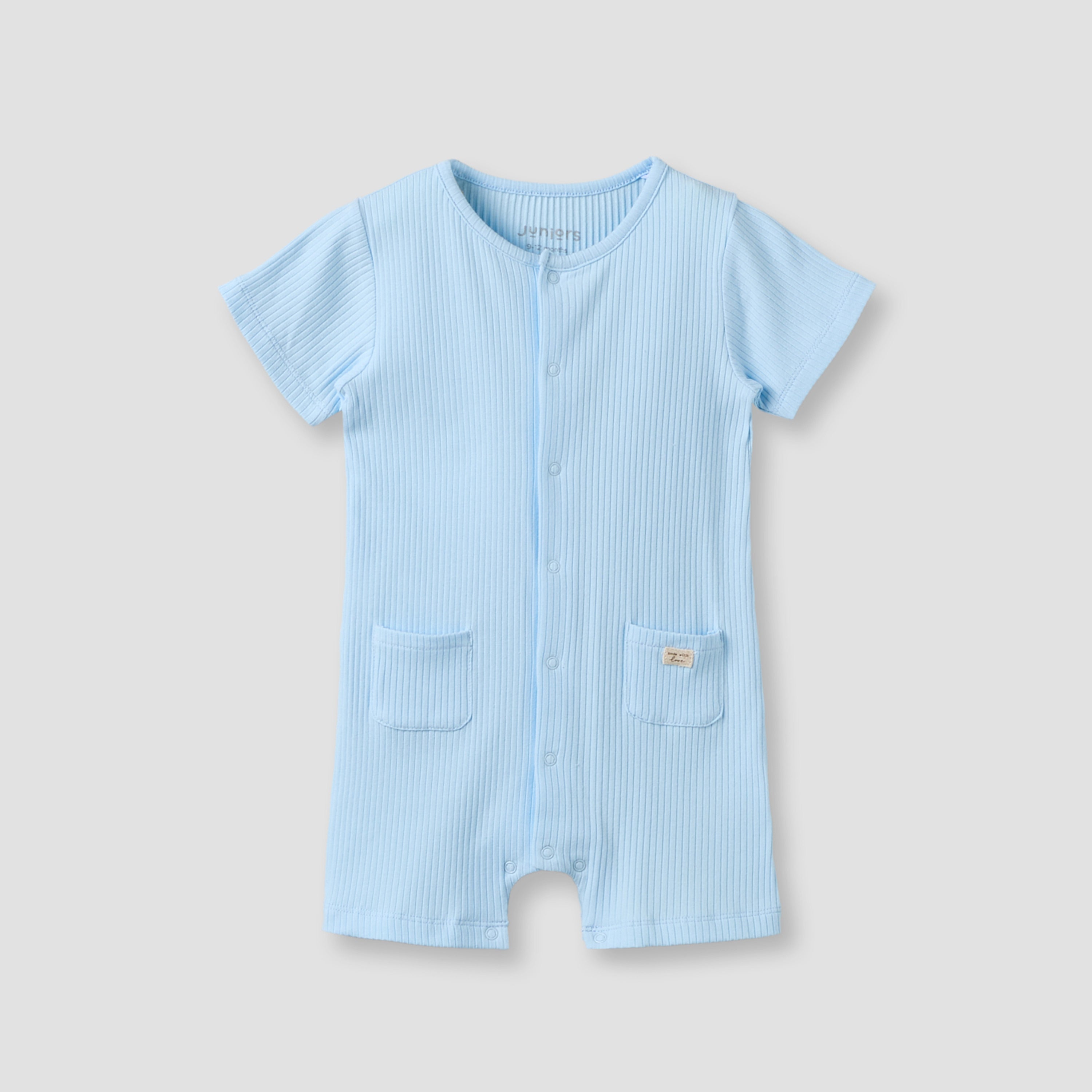 Juniors Round Neck Short Sleeves Romper with Snap Button Closure